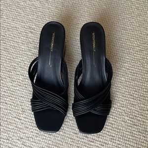 Internationally Blank Black Leather Mules Size 9